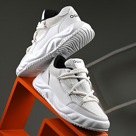 G WALK Premium Sports ,Gym, Trending, Stylish Running Shoes For Men Casuals For Men (White)