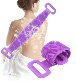 Neelu Silicone Double Side Bathing Brush for Skin Deep Cleaning,Dead Skin Removal Belt for Men  Women (Multicolor)