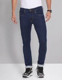 Men Skinny Mid Rise Dark Blue Jeans