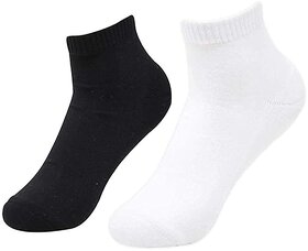 (Pack of 2) Antiq World Black and White Unisex Cotton Ankle Length Socks