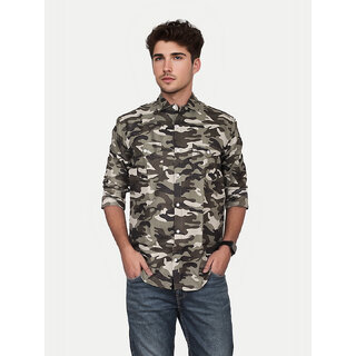                       Men Green Camouflage Full Sleeve shirt                                              