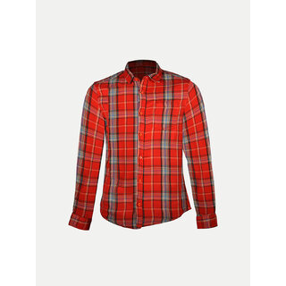                       Mens Red Checked Full Sleeve Shirt                                              