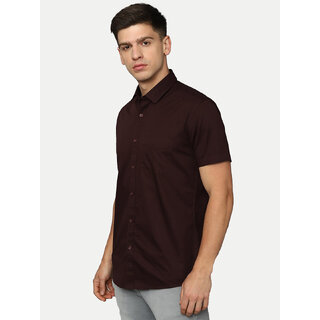 Men Solid Maroon Smart Casual Cotton Shirt Men Solid Maroon Smart Casual Cotton Shirt