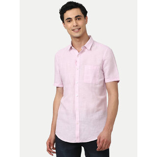                       Men Solid Pink Smart Casual Cotton Shirt                                              