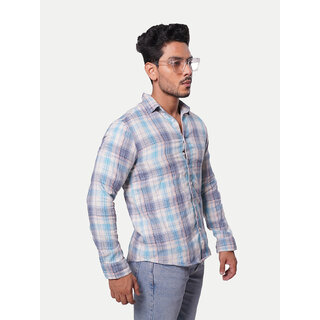                       Men White Checked Regular Fit Casual cotton Shirt                                              