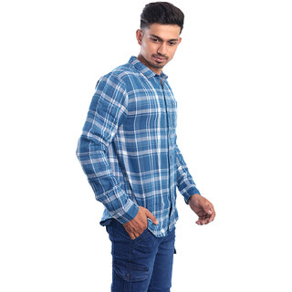Men Blue Checked Regular Fit Casual cotton Shirt Men Blue Checked Regular Fit Casual cotton Shirt