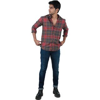 Mens Red Checked Cotton Shirts Mens Red Checked Cotton Shirts