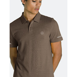                       Men Basic Brown Polyester Polo T-shirt                                              