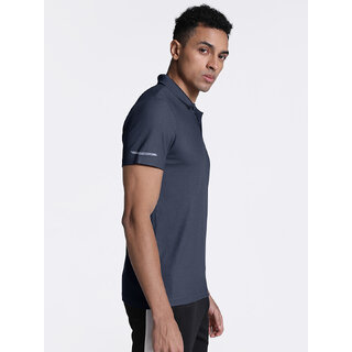                       Men Basic Navy Polyester Polo T-shirt                                              