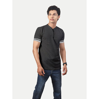                       Men Solid Tees Henley Neck- Olive Colour                                              