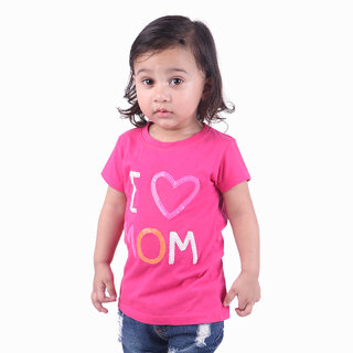                       Kid Kupboard Cotton Baby Girls T-Shirt, Pink, Half-Sleeves, 3-4 Years KIDS6407                                              