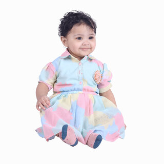                       Kid Kupboard Cotton Baby Girls A-Line Frock, Multicolor, 9-12 Months KIDS6411                                              