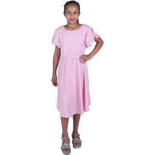                       Kid Kupboard Cotton Girls A-Line Dress, Pink, 10-11 Years KIDS6412                                              