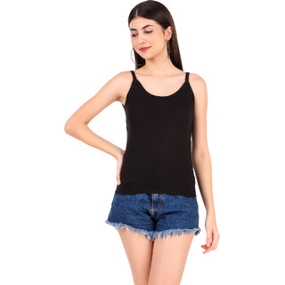 Mrd Designer Hub Solid Black Cotton Camisole