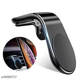 PVANZO L-Shape Universal AC Air Vent Magnetic Mount Car Cell Phone Holder for Smartphones L Shape  Metal Plastic Lightweight  Travel Stand Car Vent Mount Magnetic Phone Holder Magnetic Car Mount Compatible for All Mobile Phones (Black)