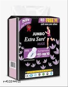 Jumbo Extra Feel Maxi Sanitary Pads XXXL  320mm  Day and Night Protection  Soft and Comfortable - Pack of 50 Piece Pads (Pack of 1)