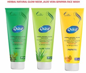 QUEST HERBAL NATURAL GLOW NEEM ALOE VERA    PAPAYA FACE WASH