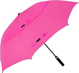 Samurai J.Calli Double Vented Canopy UV Protection Sun Rain Umbrella, Windproof, Lightweight, Dark Pink