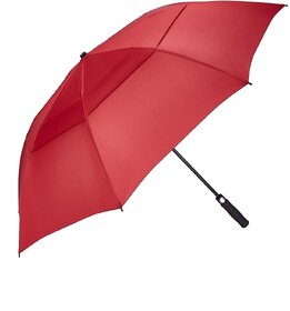 Samurai J.Calli Double Vented Canopy UV Protection Sun Rain Umbrella, Windproof, Lightweight, Strong, Red