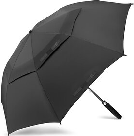 Samurai J.Calli Double Vented Canopy UV Protection Sun Rain Umbrella, Windproof, Lightweight, Black Pack of 2