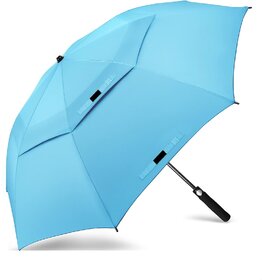 Samurai J.Calli Double Vented Canopy UV Protection Sun Rain Umbrella, Windproof, Lightweight, Blue, Pack of 2