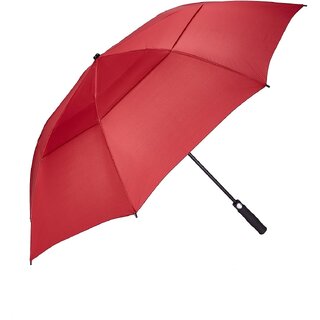 Samurai J.Calli Double Vented Canopy UV Protection Sun Rain Umbrella, Windproof, Lightweight, Strong, Red