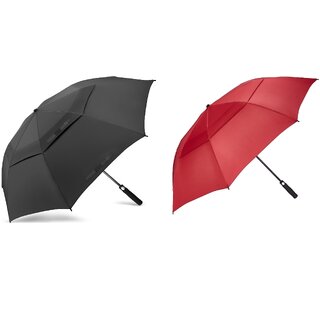 Samurai J.Calli Double Vented Canopy UV Protection Sun Rain Umbrella, Windproof, Lightweight, Black Red, Combo Samurai J.Calli Double Vented Canopy UV Protection Sun Rain Umbrella, Windproof, Lightweight, Black Red, Combo