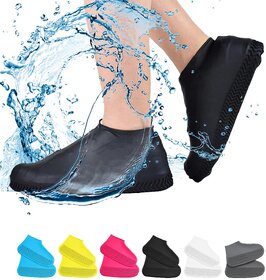 Non-Slip Silicone Rain Shoe Cover Waterproof Reusable Foldable Overshoes for Men Women Outdoor Sport With Excellent Elasticity(Random color) (Large- (size7-11))