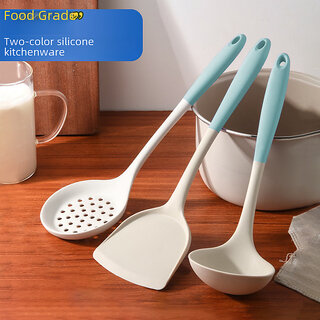                       Silicone spatula non-stick special spatula high temperature resistant silicone spatula set food grade spoon Colander kitchenware set                                              