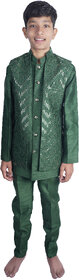 Elegant Boys' Green Traditional Kurta Pajama Set