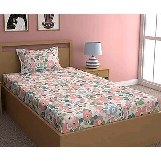                       Homeshop20 Cotton 1 Single Bedsheet (90 x60 ) + 1 Pillow Cover (Multi)                                              