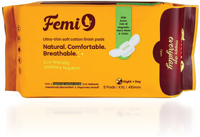 Femi9 Ultra thin Sanitary Napkin(410MM - 5Pads) Comfortable Pads  Rashes Free Pads