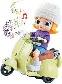 ABS Plastic Bump  Go Stunt Tricycle Toy with 3D Lights for Kids (Girl on Scooter)