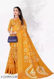 Yellow Colour Bandhani Printed Cotton Silk Saree