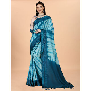                       Sky Blue Colour  Chinon Silk saree With Blouse Piece And Jhalar                                              
