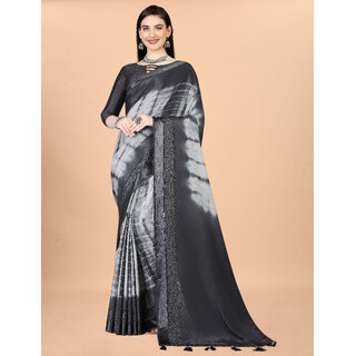                       Grey Colour Chinon Silk saree With Blouse Piece And Jhalar                                              