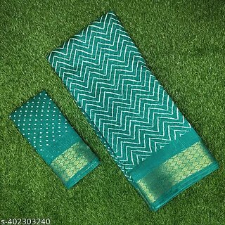 Light Green Colour Zigzag Printed Print Zari Border Dola Silk Saree With Blouse Piece Light Green Colour Zigzag Printed Print Zari Border Dola Silk Saree With Blouse Piece