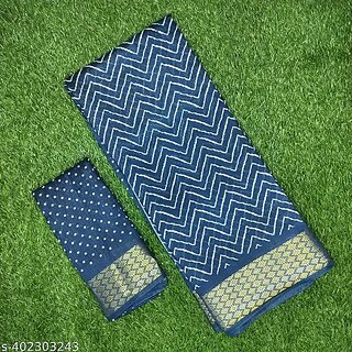 Blue Colour Zigzag Printed Print Zari Border Dola Silk Saree With Blouse Piece Blue Colour Zigzag Printed Print Zari Border Dola Silk Saree With Blouse Piece