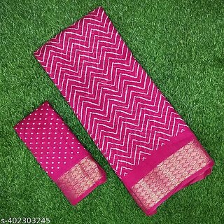 Pink Colour Zigzag Printed Print Zari Border Dola Silk Saree With Blouse Piece Pink Colour Zigzag Printed Print Zari Border Dola Silk Saree With Blouse Piece