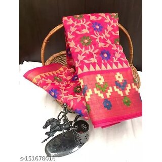                       Pink Colour Cotton Printed saree With Blouse Piece                                              