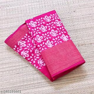                       Pink Colour Cotton Printed Saree With Blouse Piece                                              