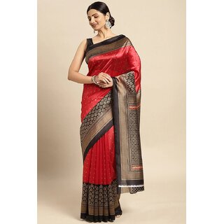                       Red Colour Art Silk Printed Saree With Blouse Piece                                              