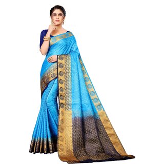                       Sky Blue Colour  Blaton Silk  With Blouse Piece                                              