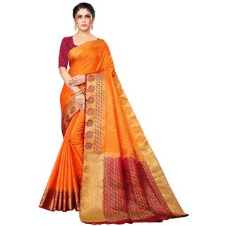                       Orange Colour  Blaton Silk  With Blouse Piece                                              