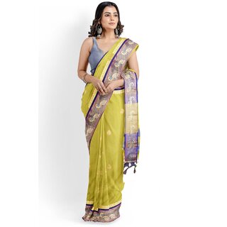                       Perrot Green  Colour Paithani Design Silk Saree With Blouse Piece                                              