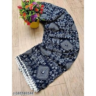                       Blue Colour Geomatric Print  Saree With Blouse Piece                                              