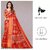 Red Colour Flower Cotton Silk Saree With Blouse Piece