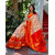 Orange Colour Ikkat Designer Printed saree