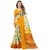 Yellow Flower Printed Cotton Silk Zari Border Saree With Blouse Piece