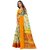 Yellow Flower Printed Cotton Silk Zari Border Saree With Blouse Piece